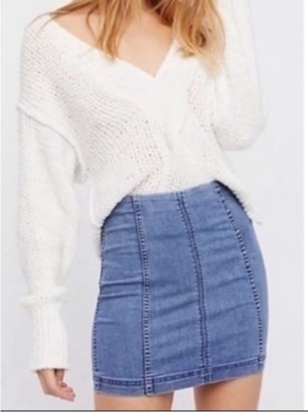 Free People Blue Denim Mini Skirt